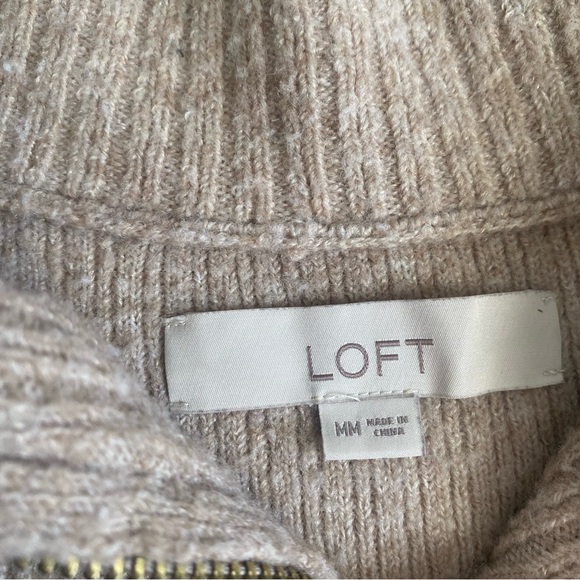 LOFT Cream Ribbed Quarter-Zip Sweater - Picture 4 of 9